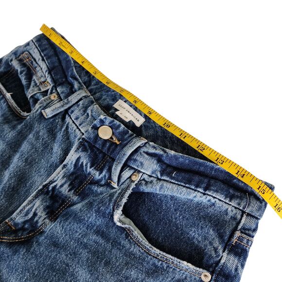 GOOD AMERICAN Good Vintage High Rise Straight Leg Jeans Size 6 Indigo Distressed - Picture 8 of 12
